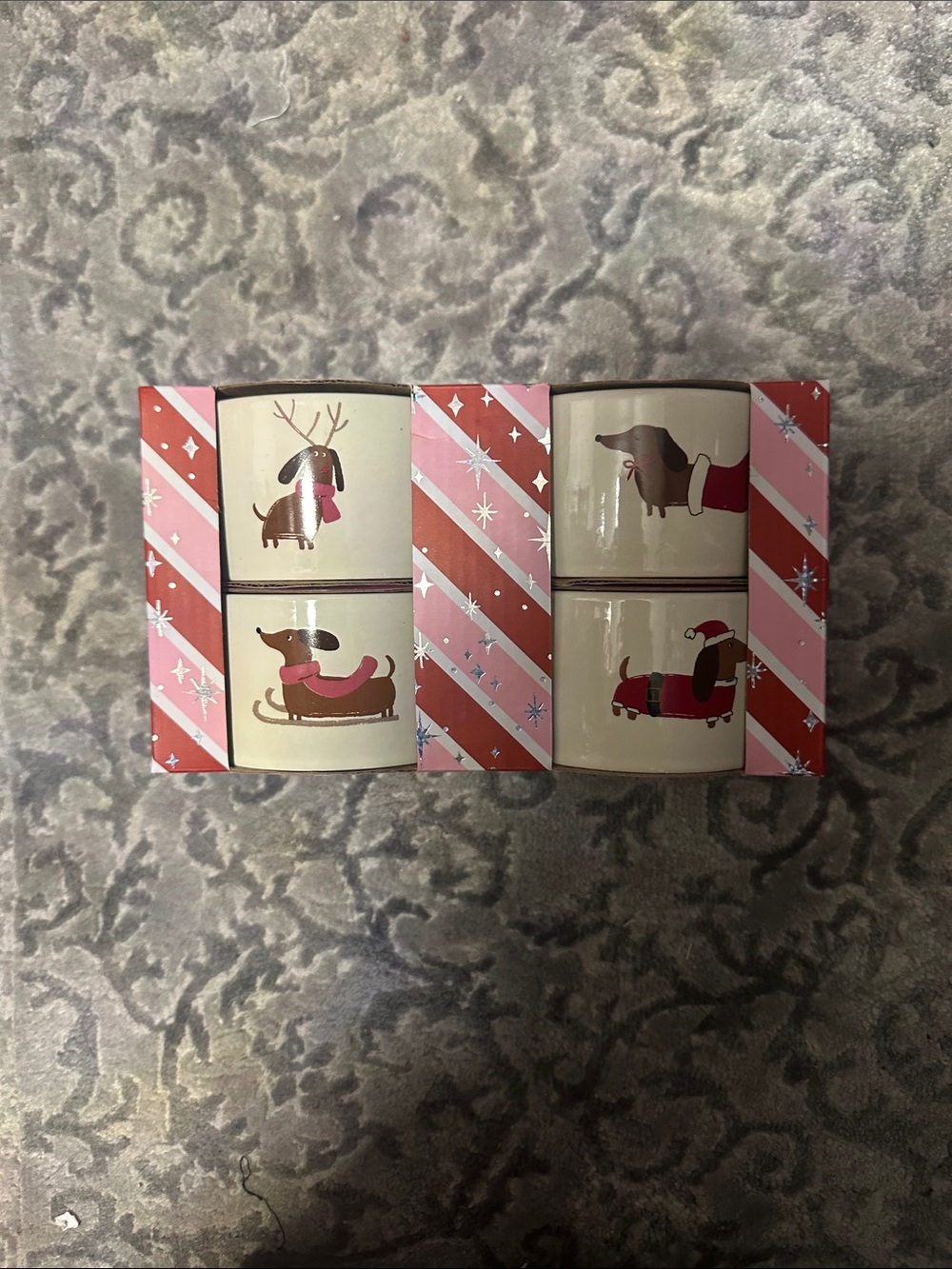 The Bakeshop Christmas Winter Dachshund Ceramic Ramekins 4pc